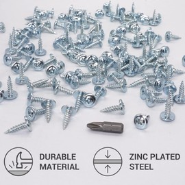 (Pack of 100 pcs) Zinc Plated Steel 4.2 x 16 mm Wood Screws, Metal Screws, Phillips Modified Truss Head, Self Tapping (100, 4.2 x 16 mm)