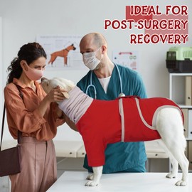 Hjumarayan Dog Surgery Recovery Suit, Dog Body Suit after Surgery Turtleneck Dog Surgical Recovery Suit, Dog Baby Grow Dog Medical Suit, Dog Surgical Vest Spay Suit Female Male Dog, Red S