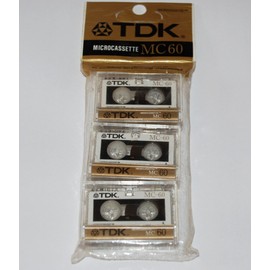 TDK D-MC60U3 Audio Microcassettes With Case - 60 MIN, 3 PK
