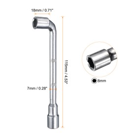 sourcing map L Shaped Angled Hex Socket Wrench 8mm 45# Steel Double Ended Metric 6 Point Tubular Socket Spanner for General Repairing, Pipeline, Bicycle Car Maintenance