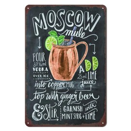 Vintage Bar Metal Tin Sign Retro Cocktail Wall Decor Man Cave Wall Sign 12 x 8 inch - Moscow Mule