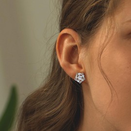 Sterling Silver Rose Flower Earrings Star Charms Hypoallergenic Fashion Stud Jewelry Birthday Gift for Women