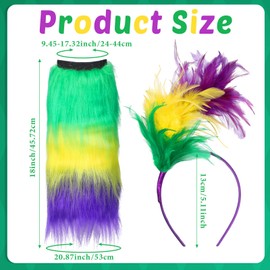 3 Pcs Mardi Gras Accessories for Women, 2 Mardi Gras Furry Leg Covers and 1 Feathers Headband Mardi Gras Costume Outfit Accessory Faux Fur Leg Warmers for Mardi Gras Dress up