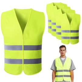 Coztie High-Visibility Vests Car, Pack of 5 High Visibility Vest, Reflective Vest, Car Adult Safety Vest, Washable Safety Vest for Drivers, Workers, Adults, 67 x 57 cm, Green, Green