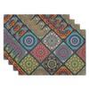 Giwawa Boho Mandala Placemats, Mexican Ethnic Traditional Pattern with Geometric