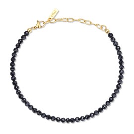 COAI Summer Anklet for Women, Black Tourmaline Crystal Waterproof Anklet for Women