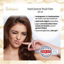 Cellufine® HairControl Fluid Fem - 50 ml, Anti-Hair Growth Cream with Vegetable Active Ingredient Creosot Bush and Shea Butter, Olive Oil and Aloe Vera in Hygienic Dosage, Anti-Hair Growth Skin Care