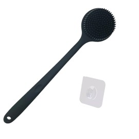 Cinlitek Silicone Body Scrubber, Long Handle Back Scrubber for Shower Brush,Exfoliating Body Scrubber, Shower Scrubber for Body Brush, Soft Silicone Bath Brush for Men,Women&Kids, with a Free Hook