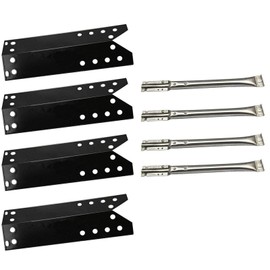 BBQ-Element Grill Heat Shields and Grill Burners Replacement Kit for Nexgrill 720-0670C, 720-0670A, 4 Pack Burner Tubes & Heat Plates for Kenmore 122.16641900 Grill Models
