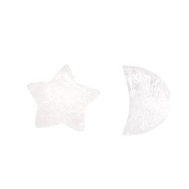 Star Moon Shaped Gemstones, Pocket Size Natural Crystals Meditation Healing Energy, Decorative DIY Jewelry (1 Set, Clear Quartz)