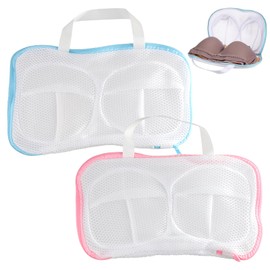 Bra Washing Bags for Laundry 2 Pcs Bra Washer Protector for Laundry with Zipper, Suitable for Women's Delicate Clothes, Clothing Storage (Blue, Pink)