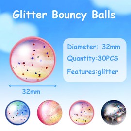 flintronic Pack of 30 Bouncy Balls, 32 mm Bouncy Balls, Planets Toy, Gift for Children, Party Bags, Children's Birthday Gifts, Party Favours
