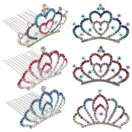 Lurrose Bridal Hair Clip 6 Pcs Mini Tiara Hair Comb Princess Tiara Comb Princess Comb Shiny Rhinestone Tiara Crystal Rhinestone Cute Hair Accessories Girl Jewelry Set