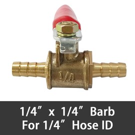 ANPTGHT 1/4" Hose Barbed Brass Ball Valve Heater Hose Shut Off Valve Pipe Tubing Fitting for Air Gas Fuel Oil 4 Clamps Included (2 pack)