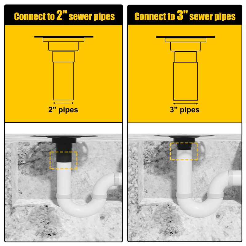 Fibetter 4 Inch Square Shower Drain Brushed with PVC Bonding