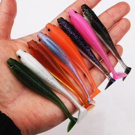 Lures Paddle Tail Texas Rig Paddle Tail Worm 8cm 5.5g Set of 8