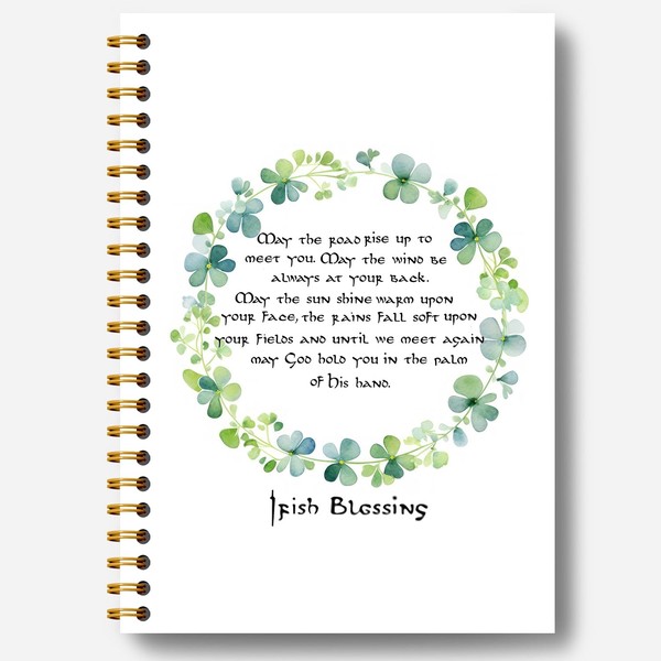 Guymn Irish Blessing Notebook, St, Patrick's Day Lucky Four Leaf