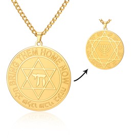 VASSAGO Star of David Hebrew Chai Star Necklace Chanukah Menorah Pendant 12 Constellations Necklace Amulet Jewish Jewelry for Men Women, Stainless Steel, No Gemstone