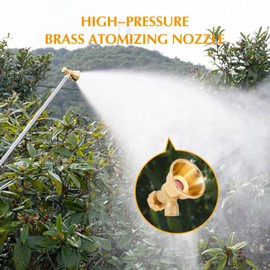 SAMIQU Brass Atomizing Nozzle - Adjustable, High-Pressure Irrigation Spray Misting Sprayer for Agricultural Spraying, Sprinkler Nozzle for Garden, Lawn - Water for Plant