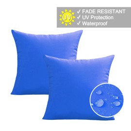VAKADO Outdoor Waterproof Throw Pillow Covers 22X22 Set of 2 Decorative Blue Patio Furniture Cushion Cases Outside Decor for Couch Garden Bench Porch