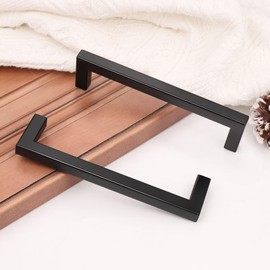 Gobrico 30 Pack Matte Black Cabinet Handles 5" Cabinet Pulls, Kitchen Cabinet Handles Square Drawer Pulls Hole Centers 128mm, Stainless Steel Cabinet HandlesBathroom Cupboard Handles