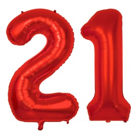 40 Inch Red 21 Number Balloons Giant Jumbo Huge 12 or 21 Foil Mylar Helium Number Digital Balloons Silver Birthday Mylar Digital Balloons 12th 21st Birthday Anniversary Events Party Decors Supplies