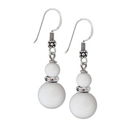 TreasureBay White Beaded and 925 Sterling Silver Dangle Drop Earrings For Women and Girls