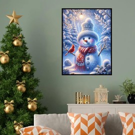 croshom Diamond Art Kits for Adults Beginners, Christmas Diamond Painting Kits for Adults, 5D DIY Diamonds Art Painting Kit for Adult Gifts with Full Drills, Home Wall Decor 12" x 16", Snowman