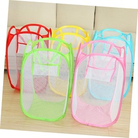 Ciieeo Nylon Laundry Storage Baskets Set Foldable Mesh Clothing Baskets White for Dorm