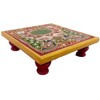 Purpledip Marble Platform (Plinth): Square Ethnic Handpainted Chowki for God