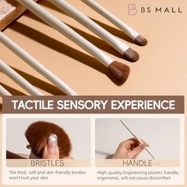 BS-MALL Juego de 11 brochas de maquillaje de bambú sintético Kabuki, juego de brochas para base, polvos, corrector, sombras de ojos, rubor y cosmético