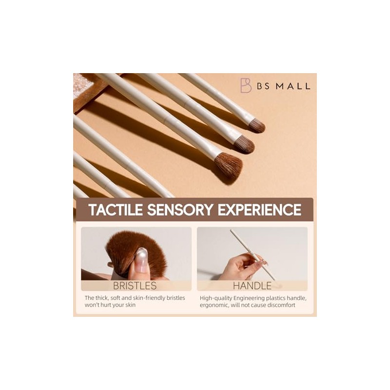 BS-MALL Juego de 11 brochas de maquillaje de bambú sintético