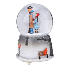 Yunir Snow Globe Music Box Crystal Ball with LED Light Desktop Decoration Children Snow Globe Good Gift for Girlfriend Wife Parents Office Home Decor