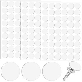 Pndeyo 162pcs Self-Adhesive Screw Cover Stickers, PVC Non-Faded Screw Hole Cover Caps, 21mm Dustproof Sticky Decals for Various Furniture Cabinet- White
