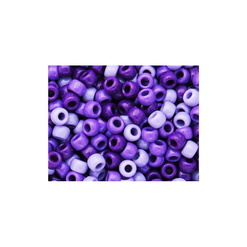 BeadTin Purple Ombre Opaque Mix 9mm Barrel Plastic Pony Beads