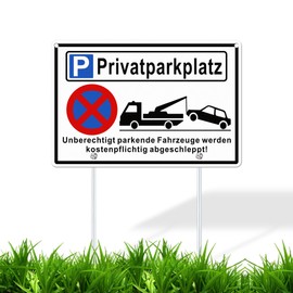 TAKULA 30 x 20 cm Private Parking Sign with Posts - Parking Sign with Holder Private Parking Sign No Parking Sign Private Parking No Parking Signs