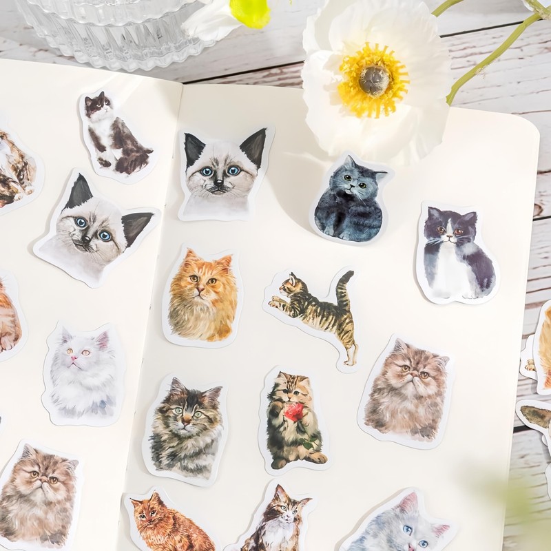 92 Sheets Stickers, Notebook, Cats, Dogs, Animals, Collage, Flowers, Stylish,