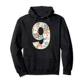 Cute Cate Ninth Birthday Cute Kitty 9 Year Old Pullover Hoodie