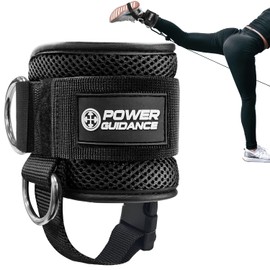 POWER GUIDANCE Ankle Strap for Cable Machine Professional Kickback Ankle Strap for Glute Workouts, Leg Extensions - Adjustable Strap with D-Rings