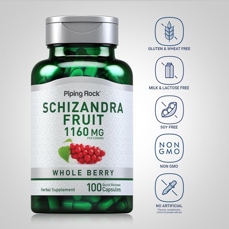 Piping Rock Schizandra Berry Fruit Capsules 1160mg | 100 Count