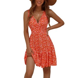 FENSACE Sun Dresses for Women 2025 Vacation Sleeveless Summer Beach Dresses(Floral-15,Medium)