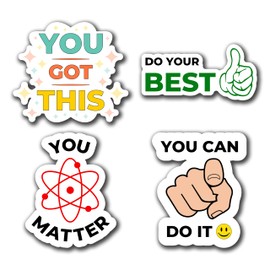 4Pcs Positivity Stickers You Got This, You Matter Growth Mindset Vinyl Decals Inspirational & Encouraging Quotes Waterproof Stickers for Water Bottles Laptop Car Encouragement Stickers for Adults 3"