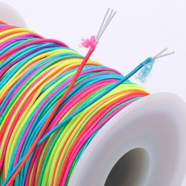 2 Pcs Bracelet String Elastic Cord Elastic String for Bracelet Making Rainbow Color Stretch for Jewelry Necklace Craft Making Braided Hair Tie Pony Beads Toys (1.5mm 65m）