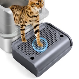 Bartuke Cat Litter Box Step, Cat Litter Box Ramp Mat with Filter Function for Self-Cleaning Cat Litter Box, Easy to Clean, Cat Pedal Step Stool Ideal for Kitten & Elderly Cats (Dark Grey)