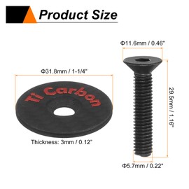 sourcing map 1-1/4 OD Bicycle Headset Stem Top Cap Carbon Fiber Cycling Headset Cover Stem with Red M6 Bolt for Mountain Road Bike MTB, Red