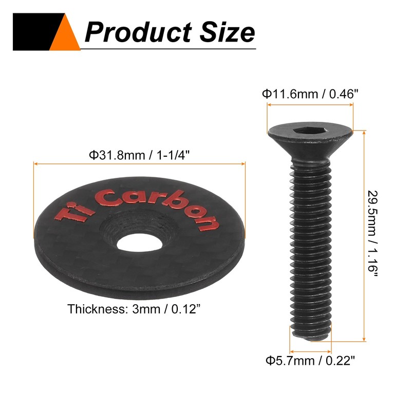 sourcing map 1-1/4 OD Bicycle Headset Stem Top Cap Carbon
