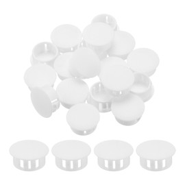 sourcing map 32PCS 19mm(3/4") White Plastic Hole Plugs, Flush Type Panel Hole Plugs Insert End Caps for Locking Hole Tubes Furniture Cabinet