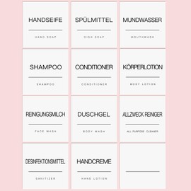 KSIWRE Pack of 12 Waterproof Labels for Bottles, Minimalist Soap Dispenser Labels, Bathroom Labels for Hand Soap Shampoo Conditioner Shower Gel (White)