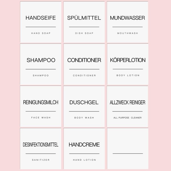KSIWRE Pack of 12 Waterproof Labels for Bottles, Minimalist Soap
