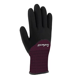 Carhartt Womens Thermal Full Coverage Nitrile Grip Glove, Deep Wine, L